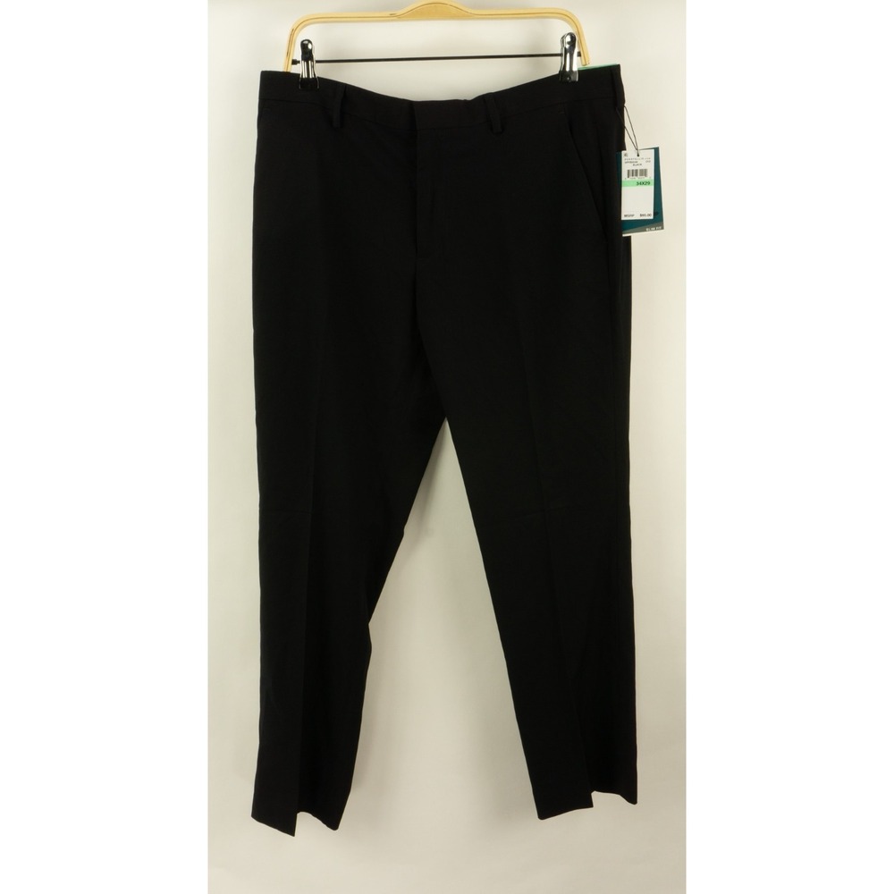New Perry Ellis Slim Non-Iron Performance Stretch Black Dress Pants Mens 34 x 29